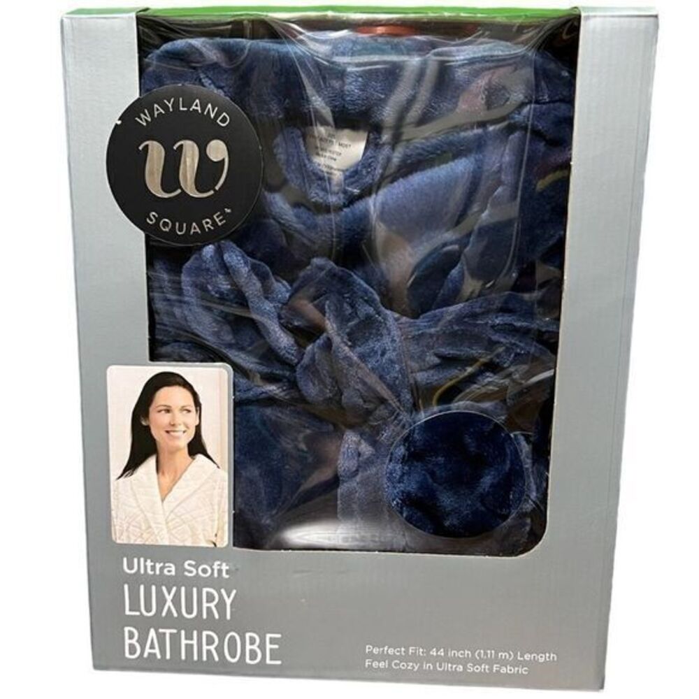 NWT Wayland Square Women's Ultra Soft Luxury‎ Bathrobe One Size Blue